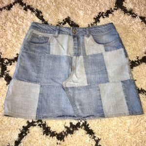 Patchwork Denim Skirt